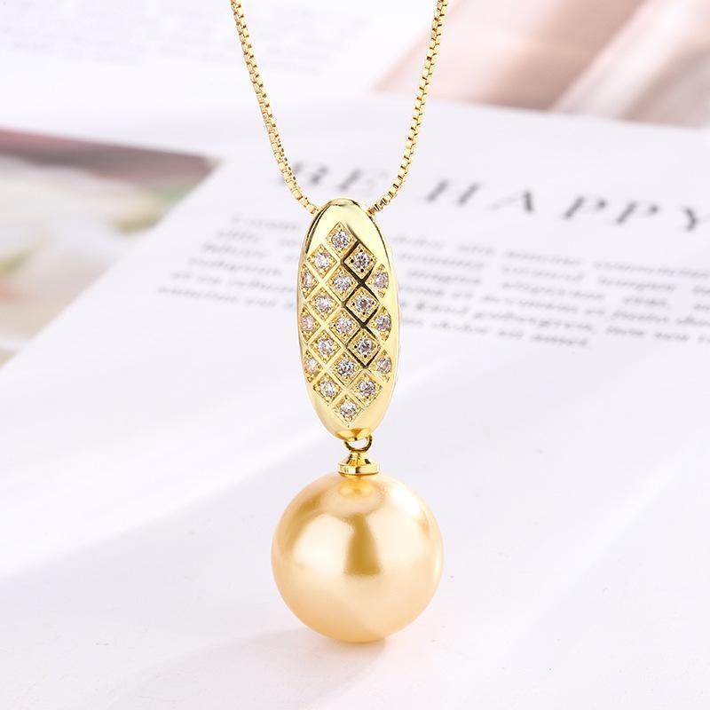 Jewelry Copper Bottom Gold Plated Premium Temperament Pendant Necklace 16Mm