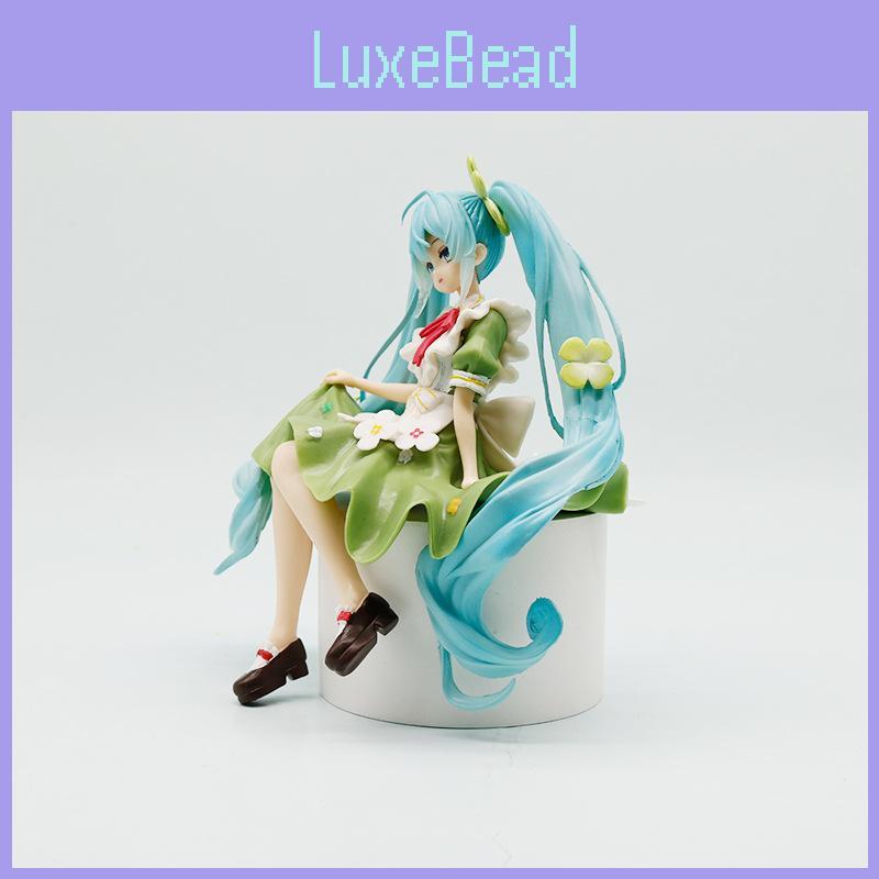 Hatsune Miku Pvc Model Ornament With Four Leaf Clover Style For Desk Decor And Collectible Display