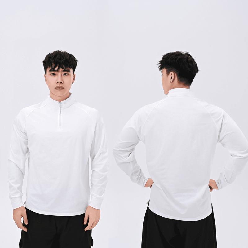 180G Quick-Dry Half-Zip Long Sleeve Fitness T-Shirt