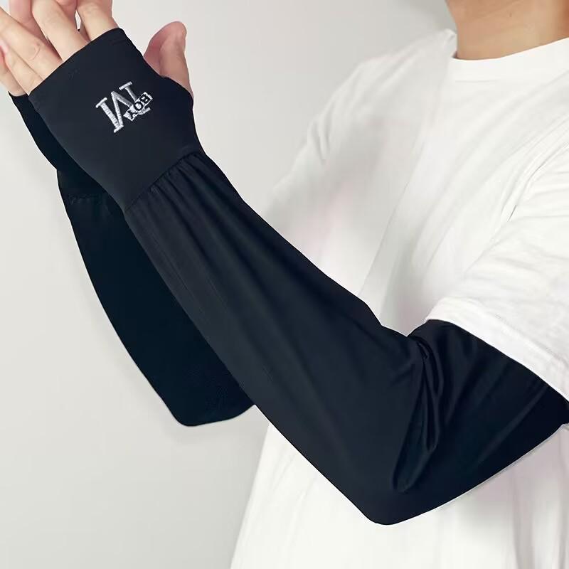 Unisex Summer Ice Silk Sun Protection Sleeves - UV Block, Cooling & Extended Length