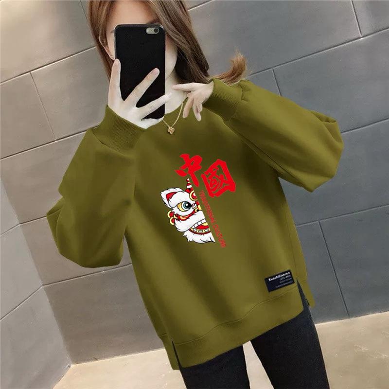 

Женская одежда больших размеров, футболка с длинным рукавом на бархатной подкладке для женщин среднего и пожилого возраста L fits 50-60 kg