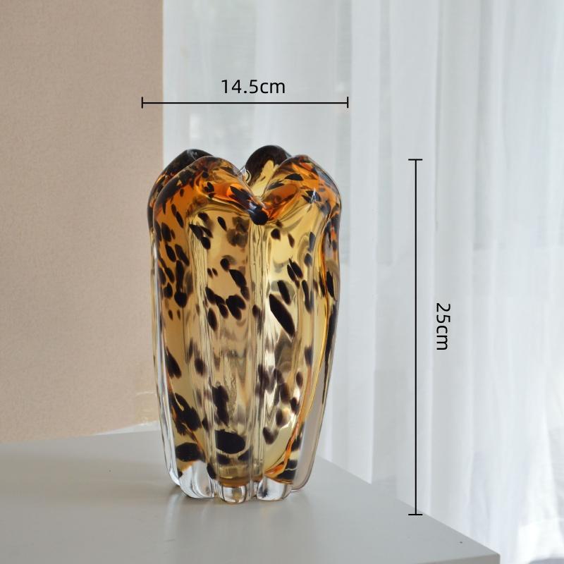 Průhledná Skleněná Váza Skvrny s Leopardím Vzorem Váza na Květiny Hydroponie Terárium Doplňky pro Aranžování Květin Domácí Dekorace