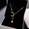 Trendy Moon Star Pendant Choker Necklace Simple Gold Color Alloy Charm Chain Collares Necklace For Women Party Jewelry Gift