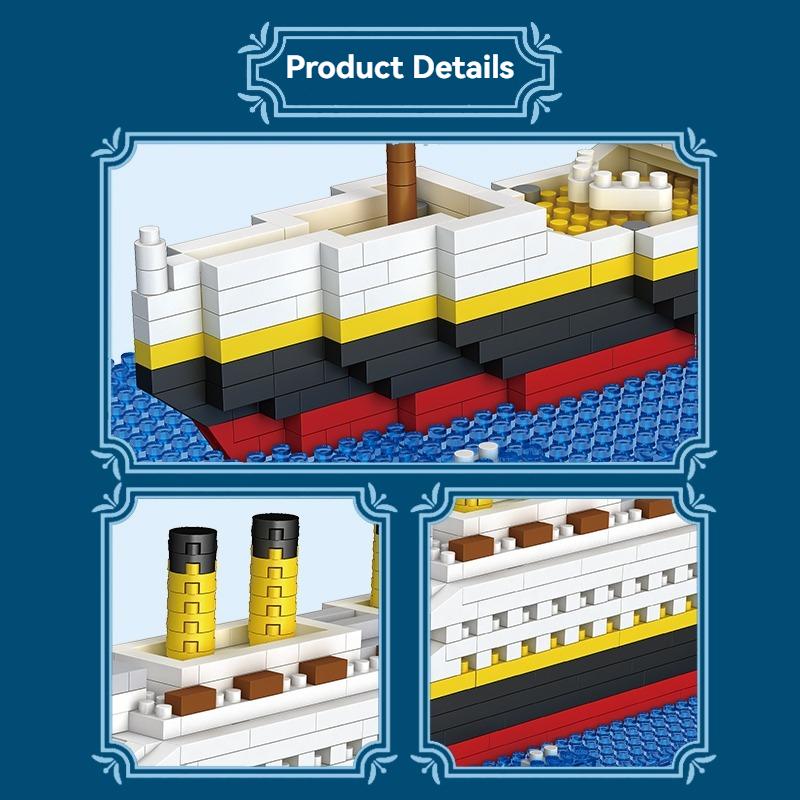 Non-Toxic Moc Creative Cruise Ship Micro Building Blocks Diy Tabletop Decoration Bricks Toys Titanic Model Birthday Christmas Gifts