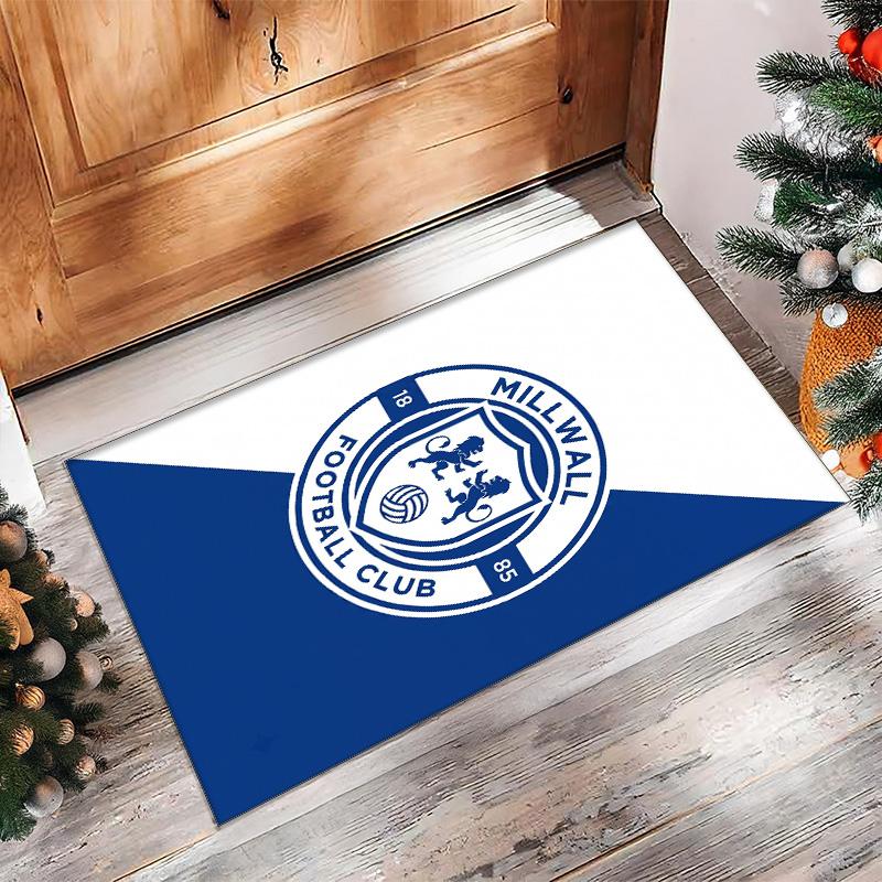Millwall Football Print Crystal Velvet Rug, Comfortable Water Absorbent Non Slip Indoor Floor Carpet