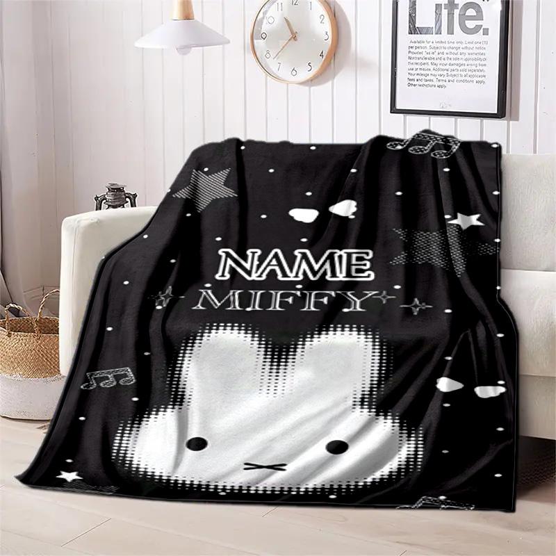 Custom Name Miffy Rabbit Strawberry Blanket Suitable All Seasons Soft Comfortable Sofa Office Home Blanket Suitable For All Seasons Home Decor
