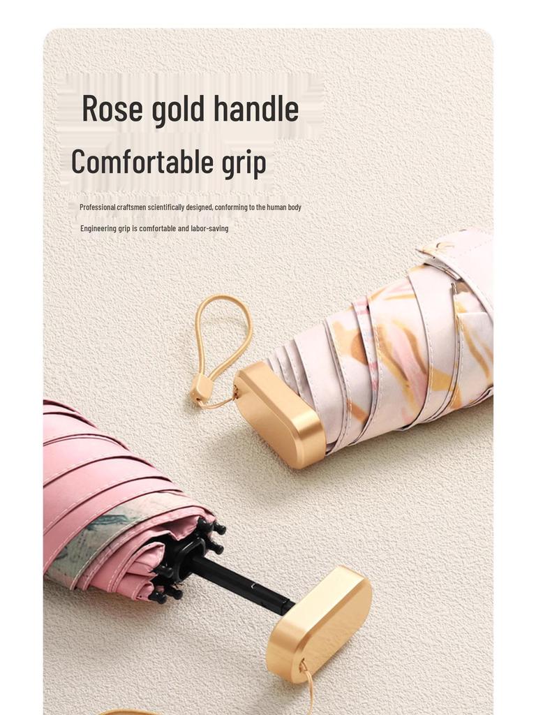 Mini Portable Sun & Rain Umbrella: Anti-UV Black Glue Parasol for Women