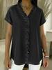 European & American V-Neck Ruffle Faux Denim T-Shirt - 2026 Collection, Short Sleeve, Casual Style