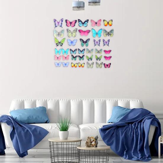 3D Butterfly Wall Decals Removable Colorful Butterfly Wall Stickers DIY Wall Art Murals for Babys Bedroom TV Background Living Room