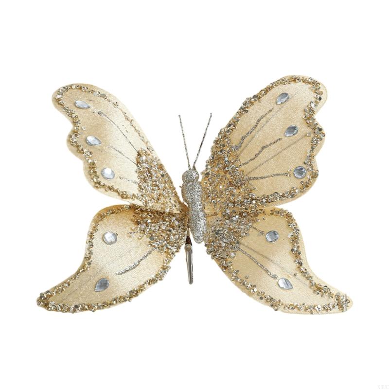 

Shatterproof Butterfly Christmas Decoration 25Cm Glittering Velvets Wing Design Indoor Outdoor Holiday Party Supplies X3UC золотой