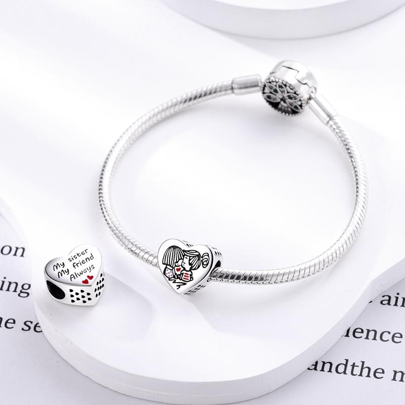 Good Sister Heart-Shaped Beads Copper Original Beads Fit Original Charms Bracelet Beads Jewelry Gifts For Women