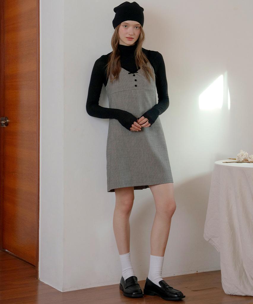 Retera Velvet Ribbon Checked Dress_Black Check