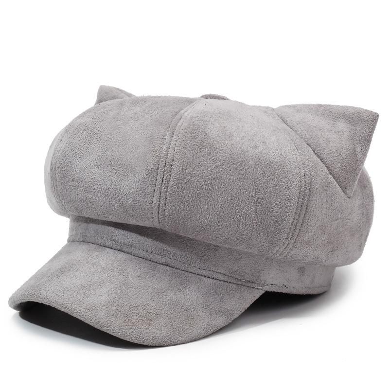 ins кошачьи ушки восьмиугольная шляпа женская осенне-зимняя берет корейская версия универсальная британская кепка газетчика кепка интернет-знаменитости one size