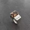 Lucky Yellow Diamond Square Diamond Ring's Design Light Luxury Individual Cold Wind Live Mouth Jewelry