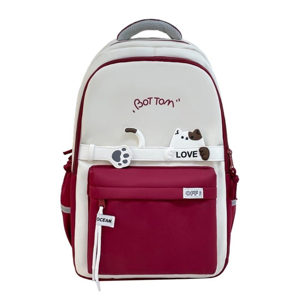 

Waterproof Cute Cat School Bag Nylon Lightweight Travel Bag Students School Backpack Girls Boys красный