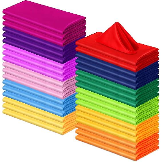 Yaomiao Set of 36 Multicolor Cloth Napkins Polyester Dinner Washable Napkins Cloth Bulk for Wedding Party Holiday Dessert Lunch Cocktail Birthday
