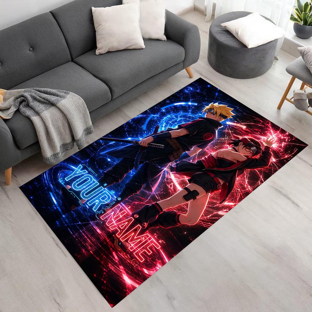 Naruto Character Customize Your Name Floor Rug Office Rug Design for Dining Room Bedrooms Playrooms Dormitory Anti-slip Rug Office Home Decor