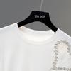 Tachi Women's Heart Cut-out Slim Fit Round Neck T-shirt