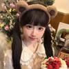Cartoon Bear Ears Hairband Women's Face Wash Hair Clip Rabbit Velvet Cute Plush Bear Ears Hairband Girl's Hair Accessory