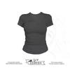 American front shoulder slim trendy top women's design sense niche new summer solid color fashion short-sleeved t-shirt