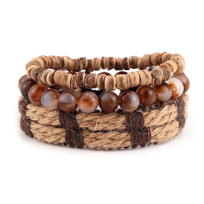 

Новый ретро многослойный браслет ручной работы из бисера, оригинальный браслет из кокосовой скорлупы, парный браслет