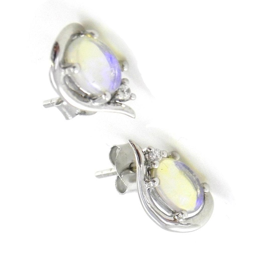 Les Trésors De Lily [I8911] - Silver Earrings 'Goddess Opal' Blue Opal