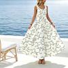 Women's Beach Maxi Dress Sleeveless Minimalist Pattern,Lightweight Flowy Fabric,Elegant Slimming Big Hem,For Home Outdoor Vacation Wear