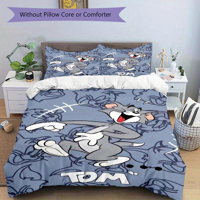 3pcs Tom Cat Bedding Set - 1 Soft Quilt Cover + 2 Pillowcases, Machine Washable - Suitable for All Seasons, Perfect Gift for Family and Friends.F095