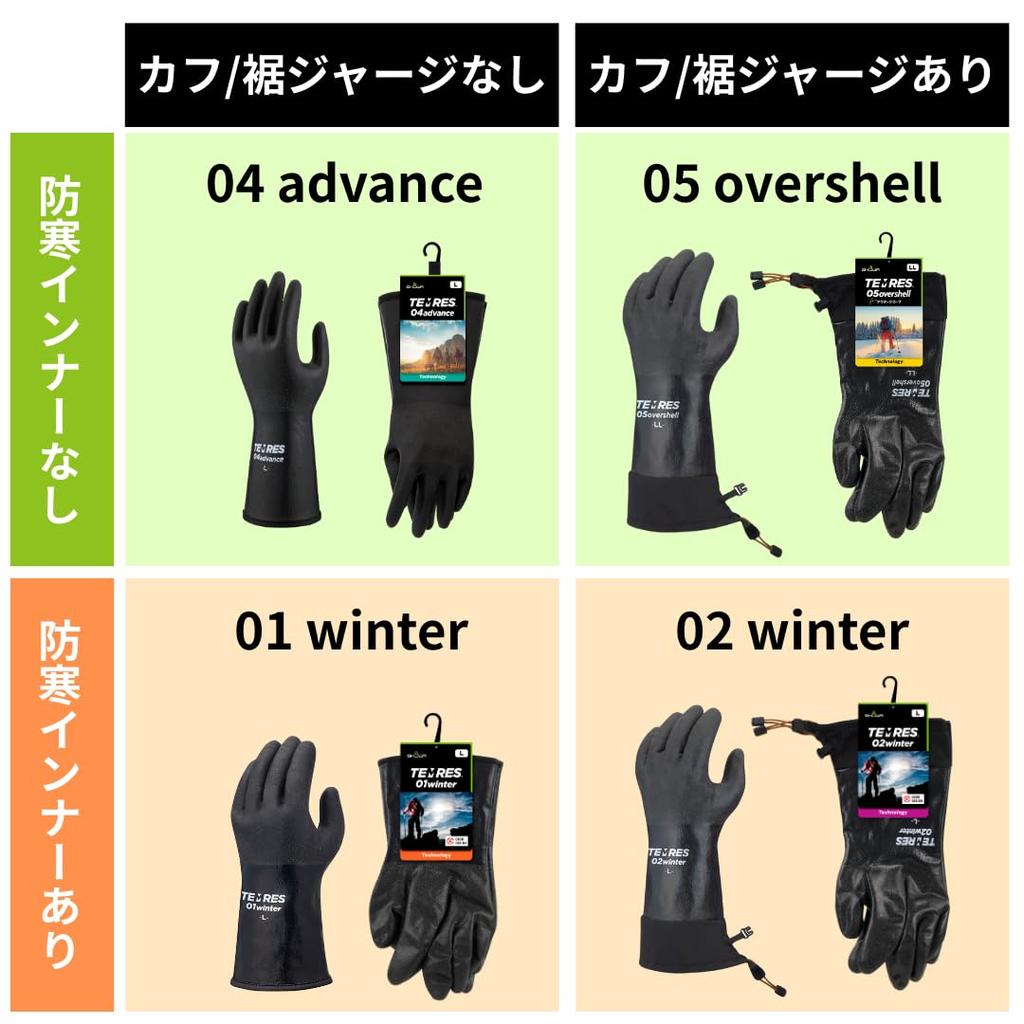 SHOWA TEMRES 02winter Waterproof Breathable Thermal Gloves with Drawcord Cuff LL Black