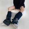 Women Japanese Punk Buckle Strap Leg Warmers Harajuku Aesthetic Streetwear Baggy Loose Denims Leg Sleeve Foot Covers