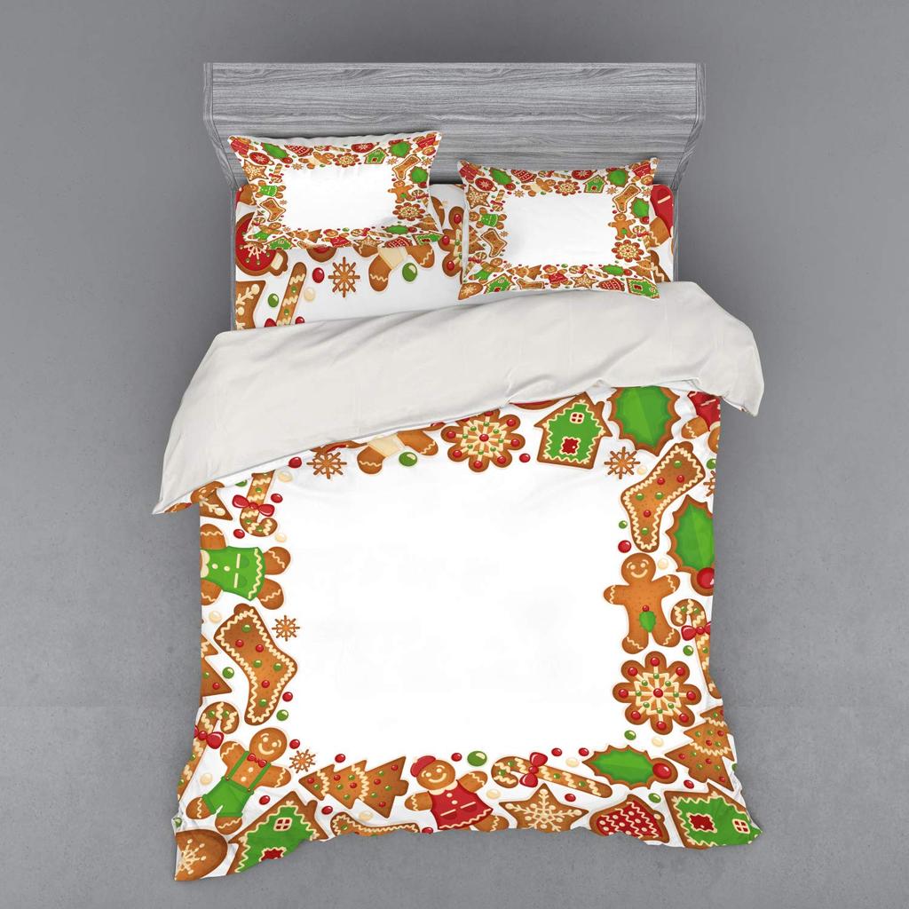 Gingerbread Duvet Cover Sets for Kids Queen Quilt Covers Lightweight Down Bedroom Decor 2 Pillowcases 1 Duvet Cover No Comforter
