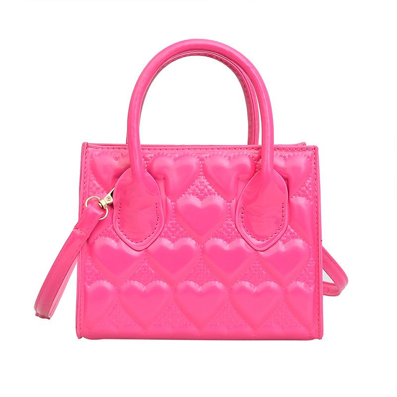 

Однотонна жіноча сумка 2024, нова портативна маленька квадратна сумка з лакованою шкірою, модна універсальна сумка через плече рожевий червоний колір