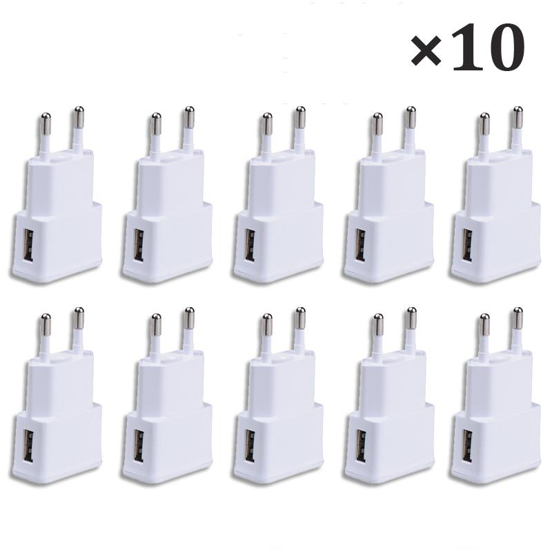 10Pcs 5V 2A USB Charger Travel Wall EU Plug Power Bank For Samsung A12 A32 A52 A72 5G S10 S9 S8 + S7 S6 S5 Mobile Phones Charger