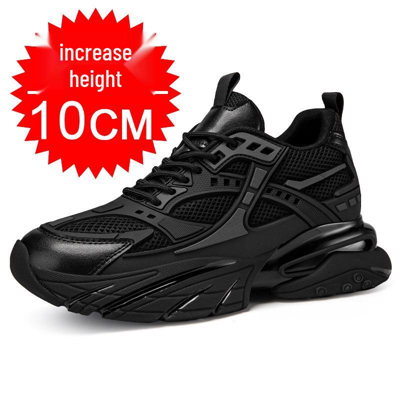 Men's Breathable Mesh Sneakers - 8cm Height Boost, Thick Sole, Running Casual Dad Shoes for Autumn & Winter
