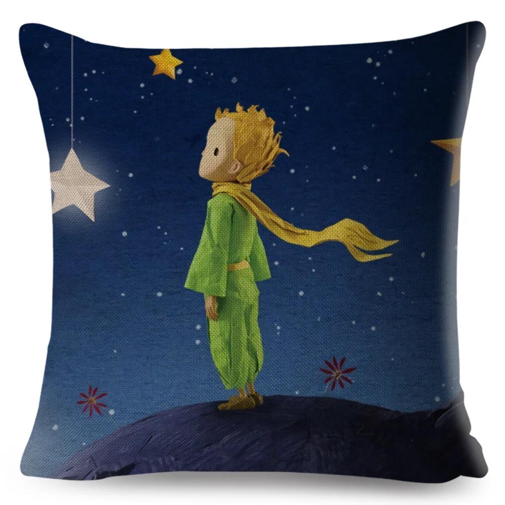 Little Prince Pillow Case Decor Cartoon France Anime Print Cushion Cover for Sofa Home Children Room Linen Throw Pillowcase