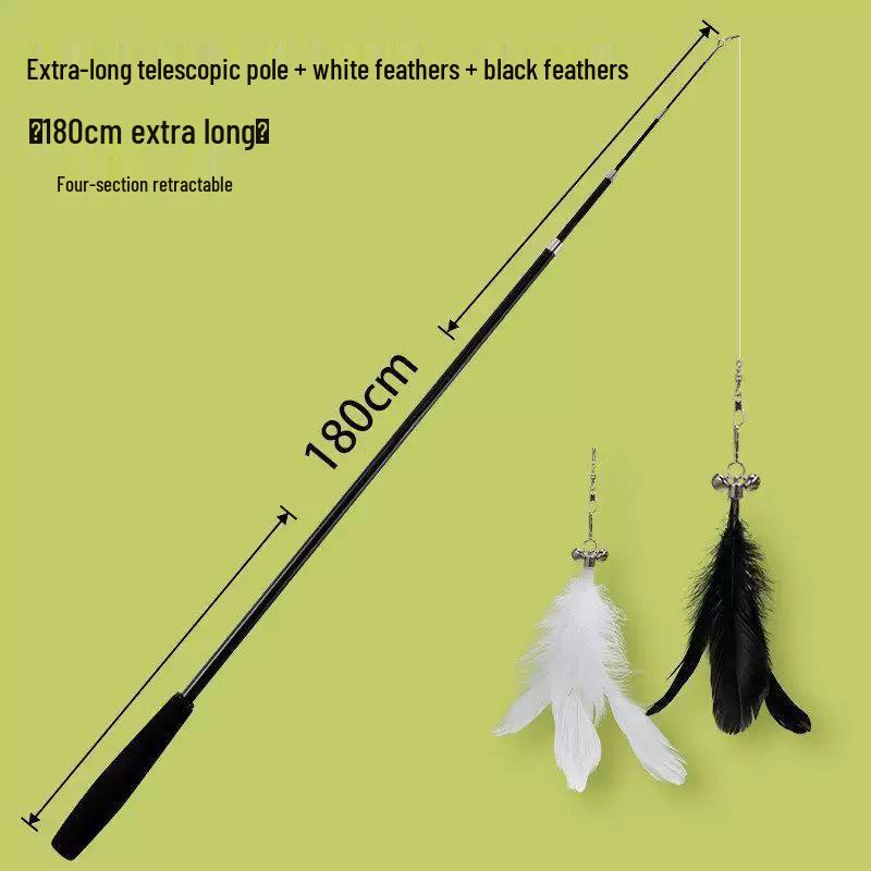 1.8m Extra Long Retractable Cat Teaser with Replaceable, Bite-Resistant Head – Perfect for Relieving Cat Boredom