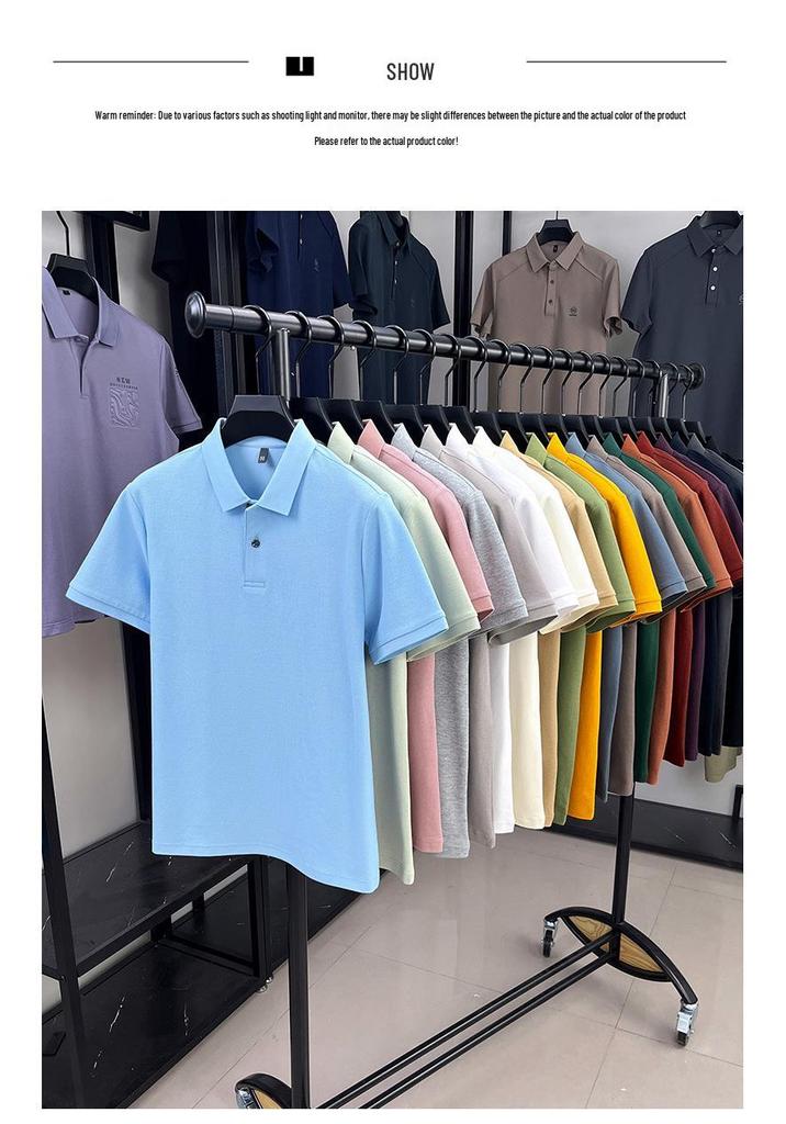 Men's Summer 2025 Pure Cotton Short Sleeve Lapel T-shirt