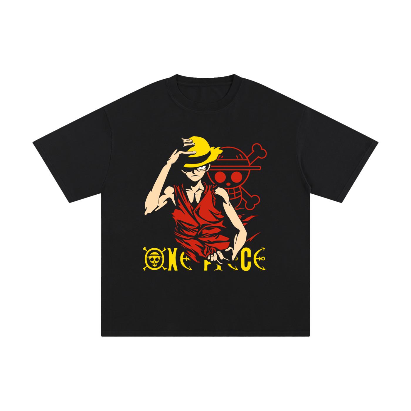 Luffy One Piece Anime Oversized T-Shirt Black Graphic Tee Unisex Pirate XXXXL