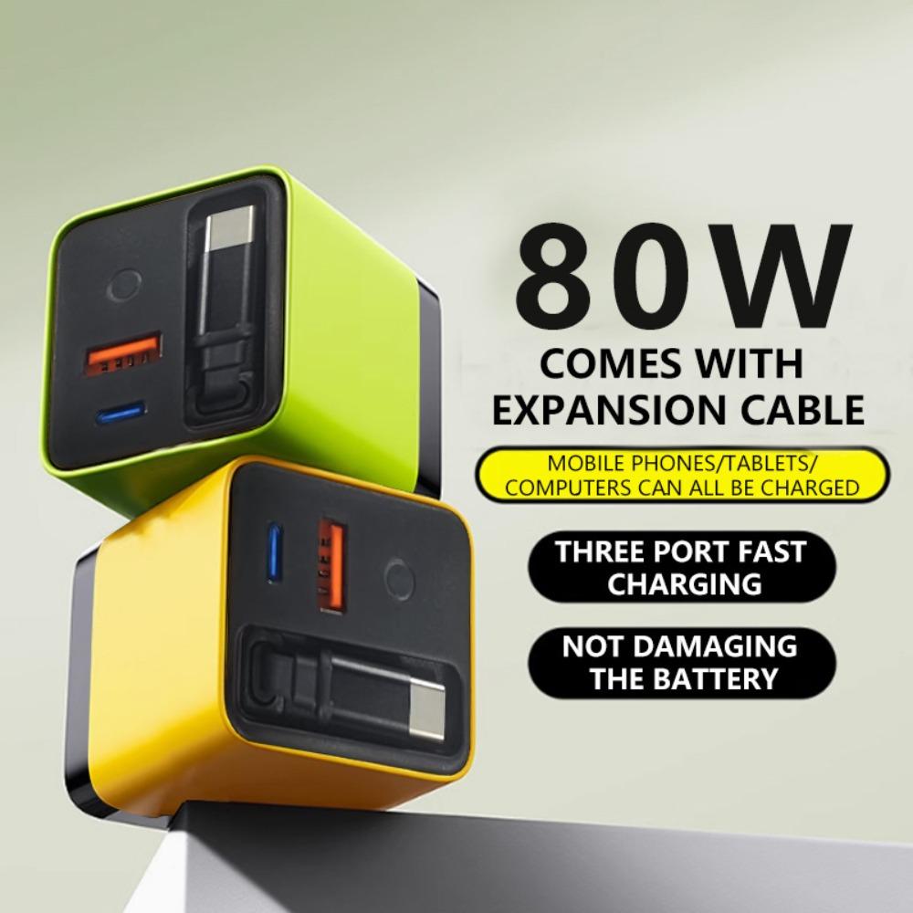 80w GaN Charger Retractable Laptops Charger New Phone Charger  for Phone, Laptops