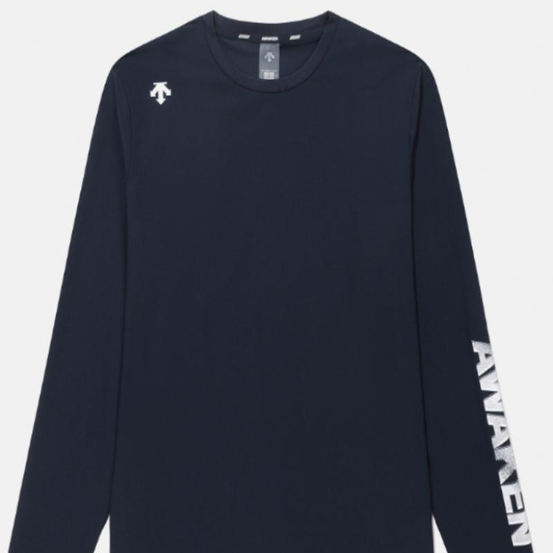 DescenT Awaken Wording Graphic Long Sleeve T shirT B1 sq221eTl52 Blk0 Nav0