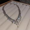 Luxurious European-American Crystal Tassel Necklace - Geometric Design, High-End Chic for Women