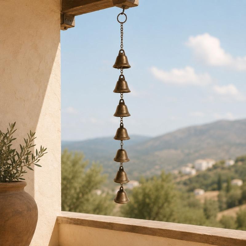 Hanging Metal Wind Chimes Decors With Layered Bells and Chain, Soft Bells Accent for Balconies, Patios, Window or Porch