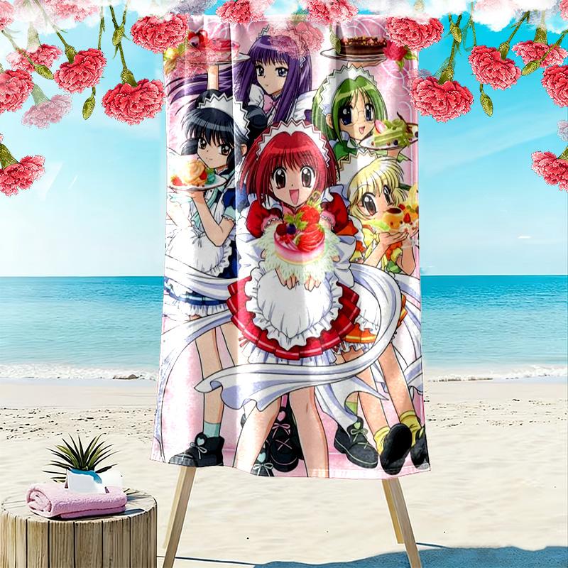 Tokyo Mew Mew Print Beach Towel, Large Soft Quick Dry Towel for Beach Camping Swimming