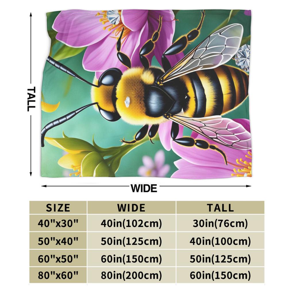 Bee and Flowers Blanket Girls Flannel Throw Blanket For Bedroom Soft Design Quality Bedspread Gift
