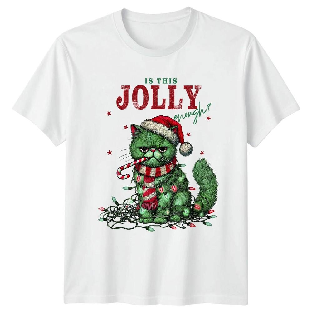 Is This Jolly Enough Grumpy Cat Christmas Holiday Unisexs Unisexs Graphic Tee S