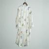 Johnature Women Vintage Print Floral Dresses Button Stand Long Sleeve White Spring Female Dress