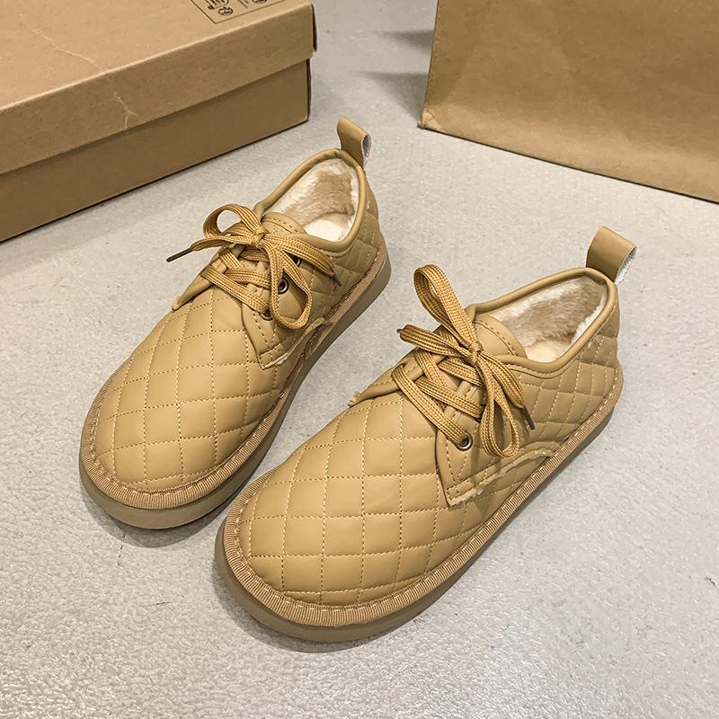 

Soft-soled thickened warm bread shoes women s autumn and winter 2025 new velvet lace-up cotton shoes casual versatile snow boots 35