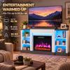 Electric Fireplace TV Stand 138cm, LED Strips, Adjustable Flame Effect, 6 Shelves, Entertainment Center Console Table