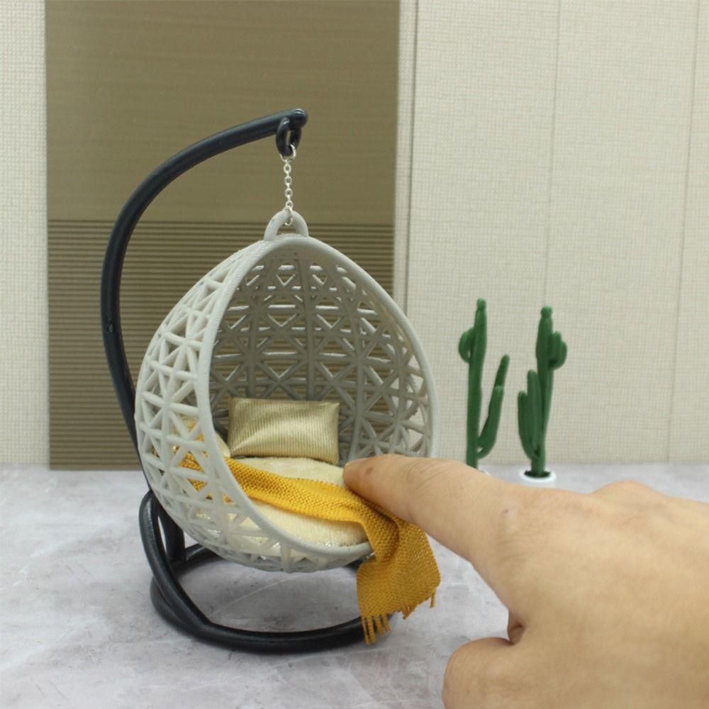 Scene Model Dollhouse Hanging Basket Chair White Dollhouse Accessories  Doll House Accessories
