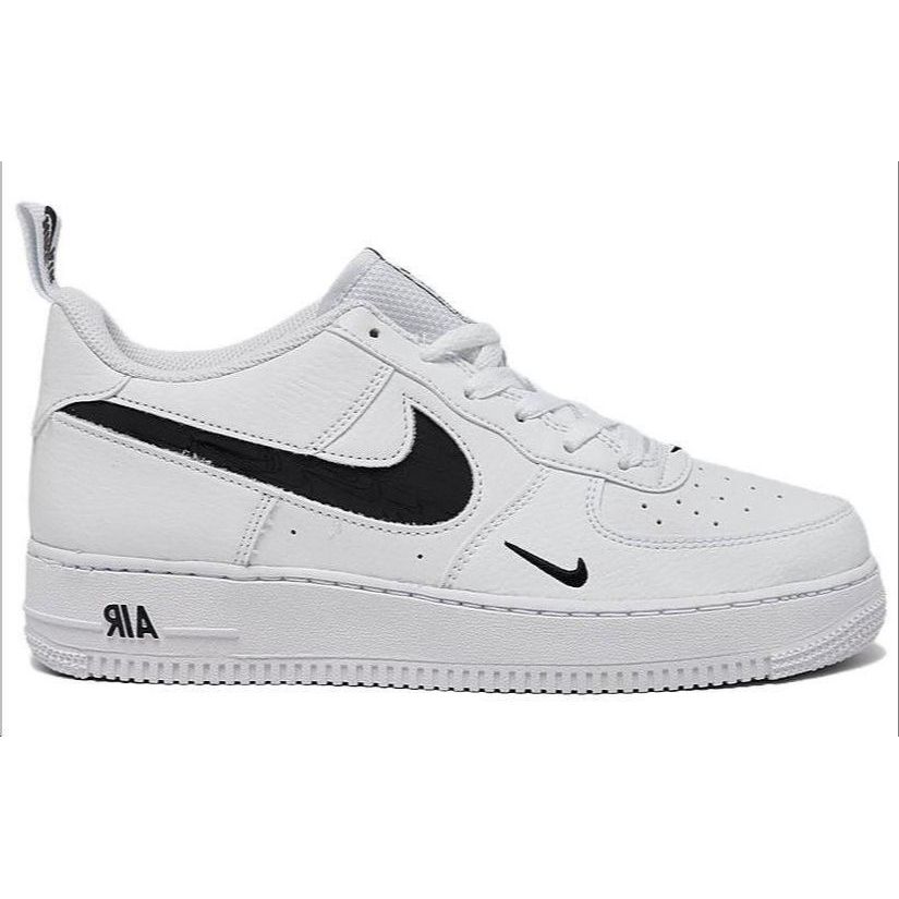 Nike Air Force 1 LV8 GS Multi-Etch Swoosh - Hvite Barnesneakers Svarte FV7020-100